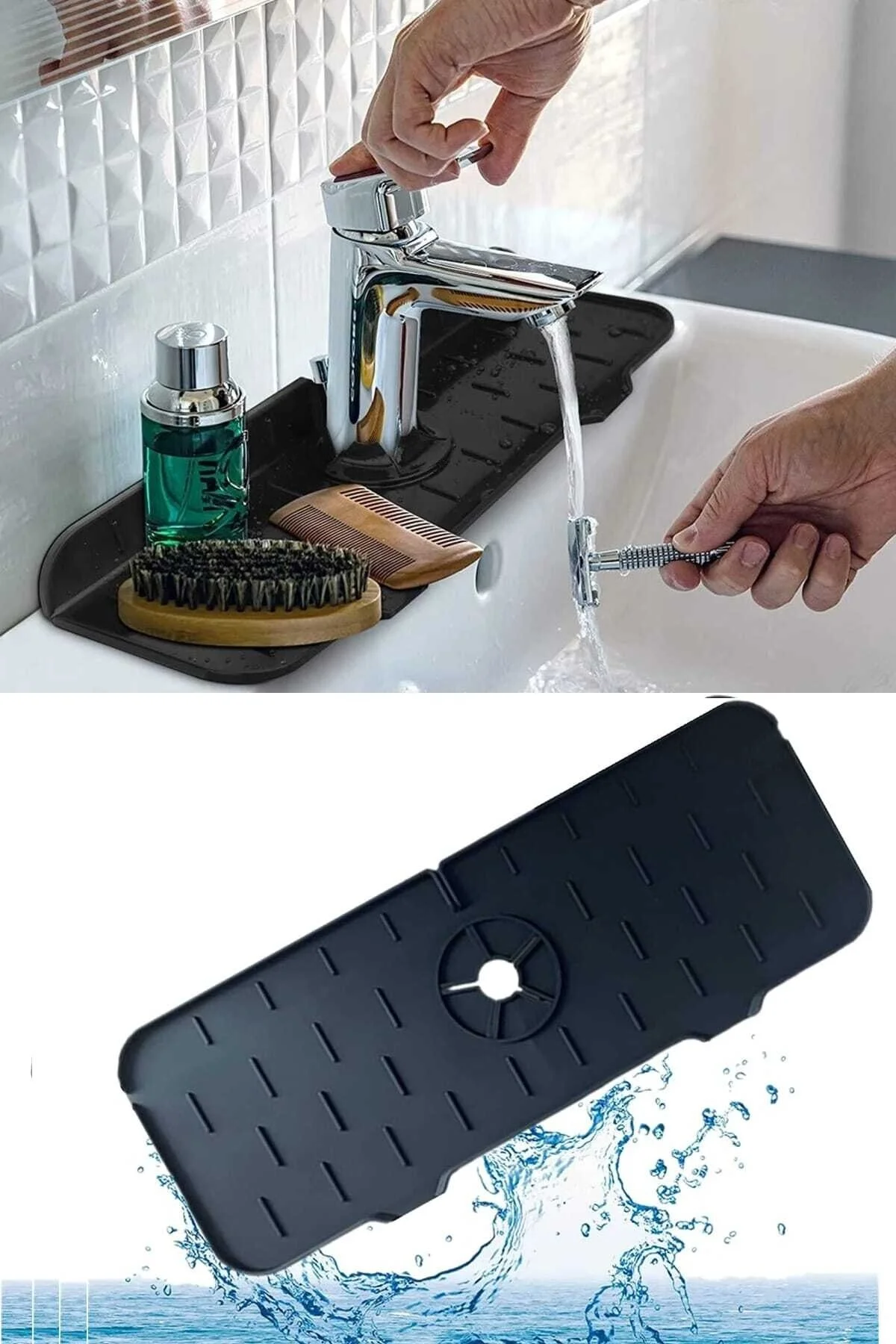 EARABUL Arispa Siyah Su Tutucu Musluk Matı Mutfak Banyo Için Koruyucu Lavabo Matı Bulaşık Süngeri Matı" Mutfak Gereçleri Fiyatı