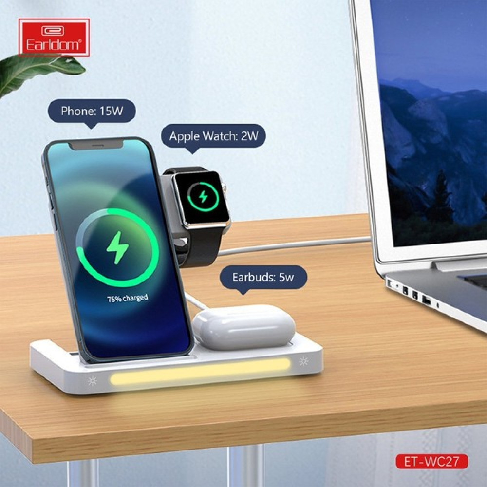 Earldom EARLDOM WC27 3in1 Magsafe Katlanabilir 15W Kablosuz Şarj Masaüstü Set MIDI-WC27 Cep Telefonu Şarj Cihazı Fiyatı