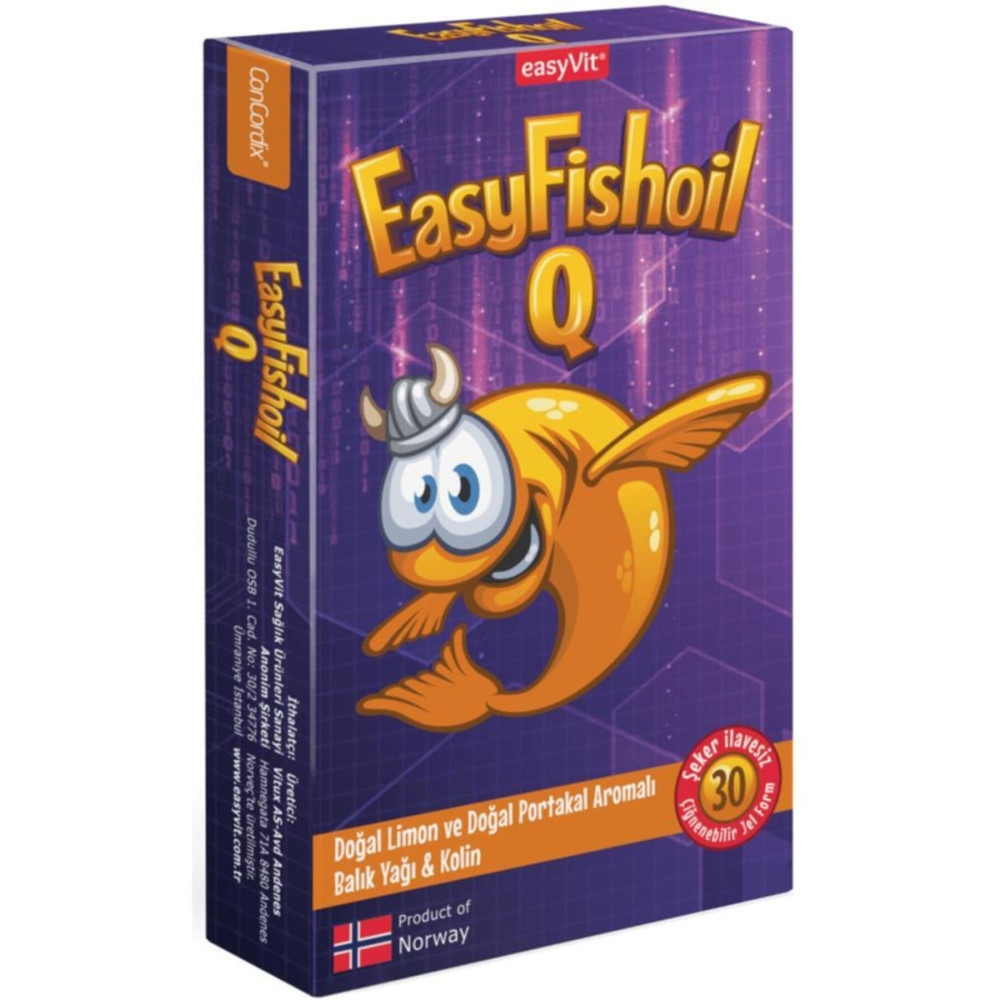 Easy Fishoil Easyfishoil Q Kids dha Kolin B6 B12 Vitamini ve Folik Asit Çiğnenebilir 30 Tablet Sağlık / Diyet Fiyatı