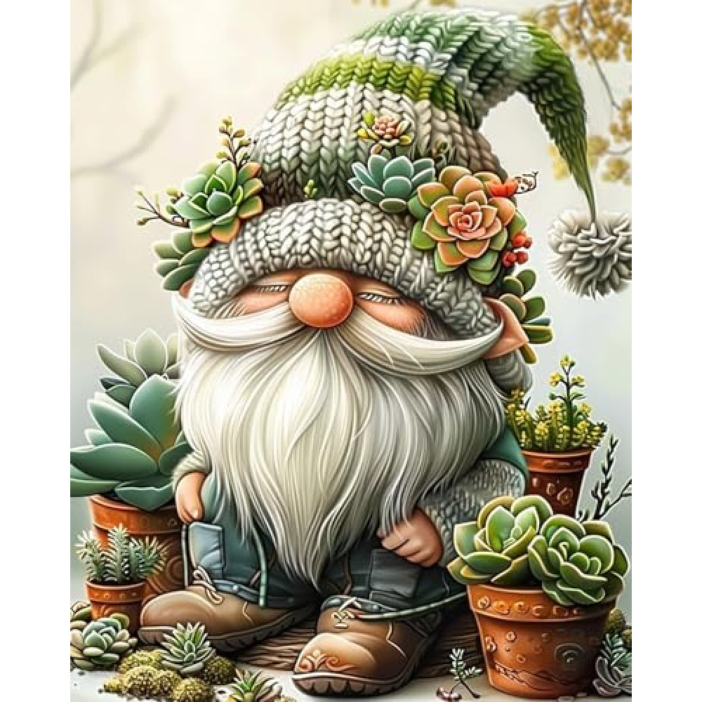 Easy Paint by Numbers Kit for Adults Beginner, Gnome Adult Paint by Number Kits on Canvas, DIY Painting with Numbers for Adults, Acrylic Simple Oil Paint by Number Kits for Home Wall Decor 16x20 In