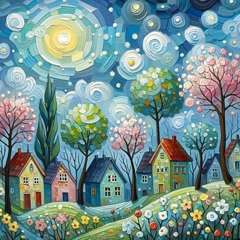 Easy Paint by Numbers Kit for Adults Beginner, Spring Adult Paint by Number Kits on Canvas, DIY Painting with Numbers for Adults, Acrylic Simple Oil Paint by Number Kits for Home Wall Decor 16x16 In