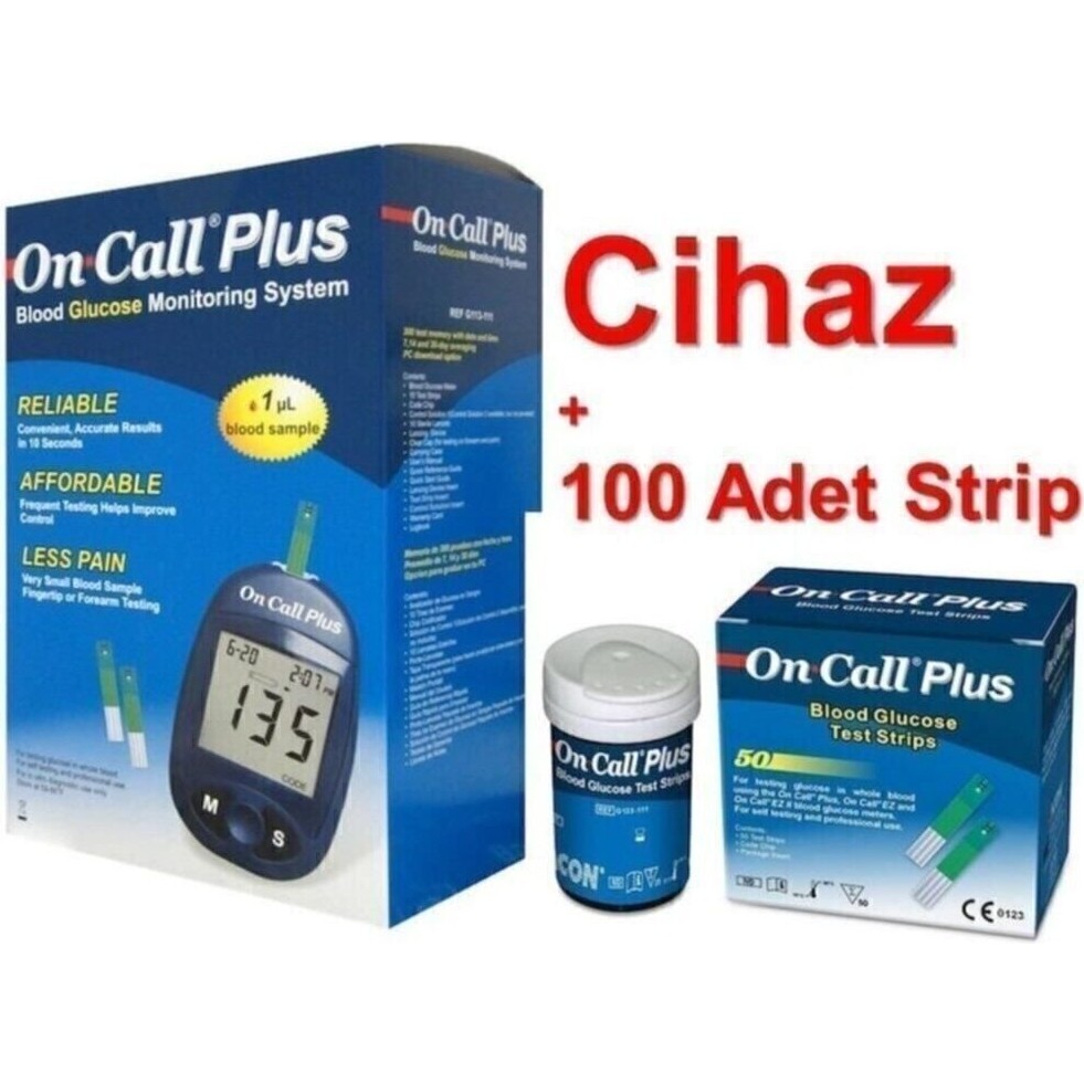 Easy Tekno On Call Plus Şeker Ölçüm Cihazı +100 Adet Strip Hafif ve Dayanıklı Medikal Ürün Diğer Fiyatı