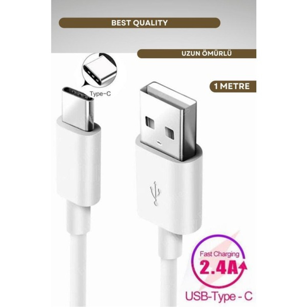 Easyso USB To Type-C Hızlı Şarj Aleti Samsung Xiaomi Huawi Oppo Uyumlu Şarz Kablosu - Beyaz Cep Telefonu Şarj Cihazı Fiyatı