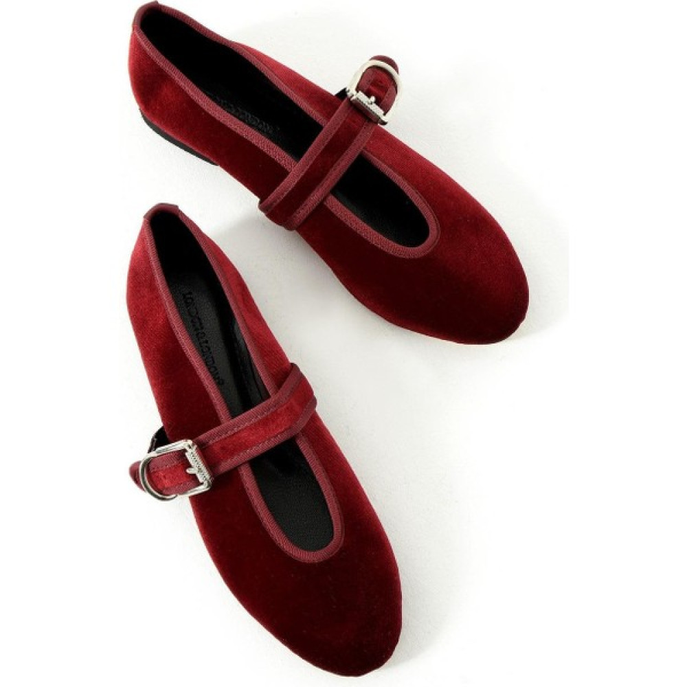 Eataly Shoes Todi Bordo Kadife Biyeli Düz Kadın Babet Babetler Fiyatı