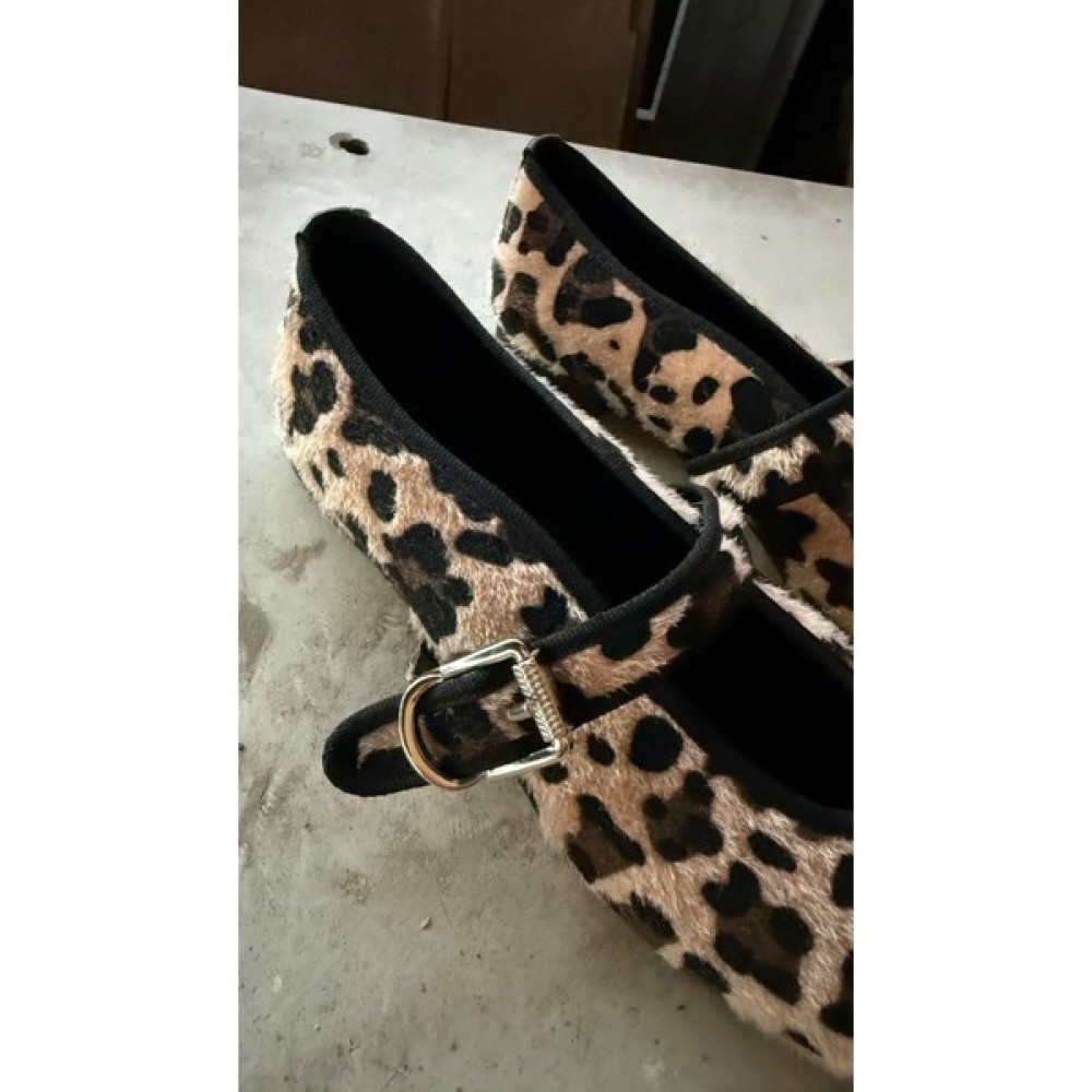 Eataly Shoes Todi Leopar Kadife Biyeli Düz Kadın Babet Babetler Fiyatı