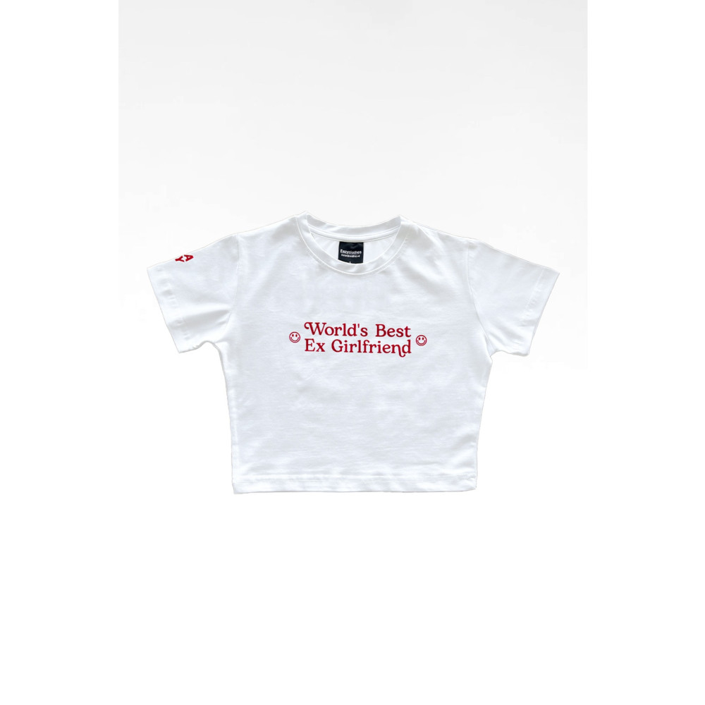 Eazy Co Best Ex Girlfriend Beyaz Crop Top Bisiklet Yaka Kısa Kollu T-Shirt XS Beden Bayan T-shirt Fiyatı
