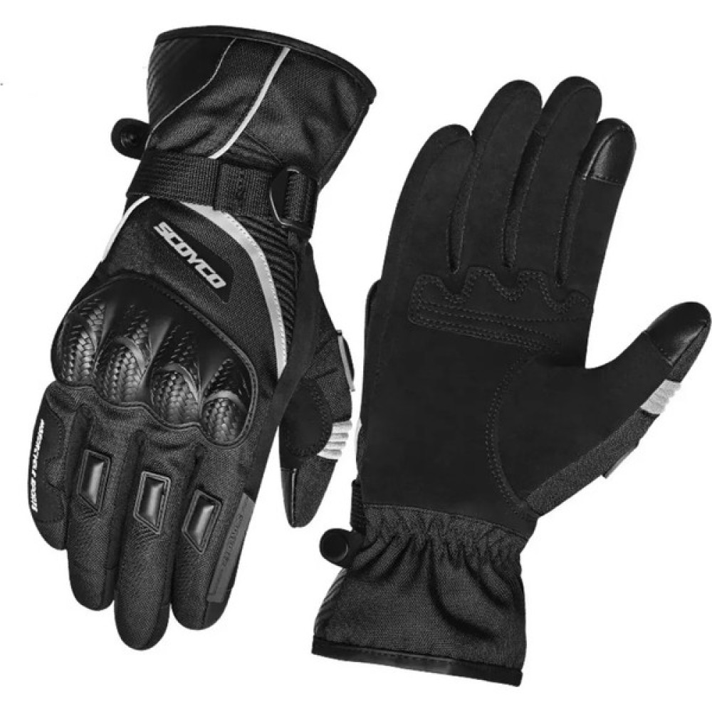 Ebakbak Motosiklet Eldiveni Waterproof Oxford Kumaş Kışlık Full Korumalı Tel Dokunmatik Motor Eldiven Siyah - XL Motorsiklet Eldivenleri Fiyatı