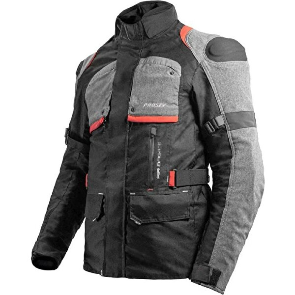 Ebakbak Motosiklet Montu Uzun Model 4 Mevsim Full Korumalı Maxdura Kumaş Aırbag Toruıng Mont Gri - 3XL Motorsiklet Montları Fiyatı