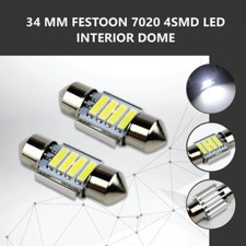 2x White LED 34mm Festoon 7020 4Smd Interior Dome Map Light Bulbs Globe 12V Car Map & Globe price
