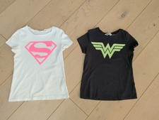 H&M Girls Superhero T-Shirts Bundle Age 10-12 Years Superman Wonder Woman Girls' Clothing Set price