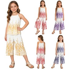 Kids Girls Daily Wear Picnic Sets Fashion Outfit Park 2-piece Beach Pleated Girls' Clothing Set price
