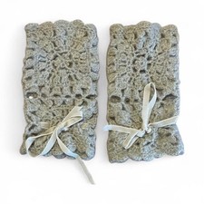 Women’s Grey Acrylic Fingerless Knit Gloves Bow Floral One Size Warm Wrist Women's Gloves price
