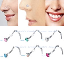 20g Surgical Steel Zirconia Gem Twisted Curved Screw Nose Stud Ring Piercing Nose Stud price