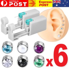 6x Self Ear Nose Piercing Gun Earring Disposable Stud Gun Kit Sterile Low Pain Nose Stud price
