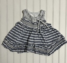 Isabella & Chloe Baby Blouse 18 Months Gray White Stripped Lace Embroidered Baby Blouse price