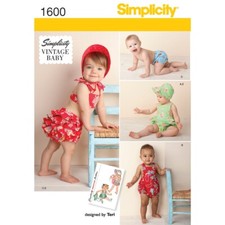 Simplicity Sewing Pattern 1600: Baby Romper Playsuit Panties Bonnet Size XXS - L Baby Panties price