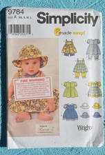 #9784 Simplicity Sewing PATTERN BABY Dress-Panties-Pini- Pantaloons-Hat Size S-L Baby Panties price