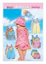 BUTTERICK SEWING PATTERN 5625 BABY L-XL EASY JUMPSUIT PINAFORE DRESS PANTIES HAT Baby Panties price