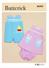 BUTTERICK SEWING PATTERN 6905 BABY TODDLER NB-XL EASY OVERALLS DRESS & PANTIES Baby Panties price
