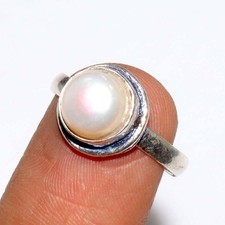 3 Pcs Pearl 925 Silver Plated Gemstone Handmade Ring Us 6-9 Jewellery Pearl Ring price