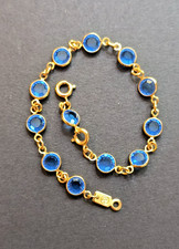 VTG Swarovski Blue Crystal Bracelet& Extender - Swan Signed - 7.5 INches, NICE Swarovski Bracelet price
