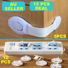 15PC Baby Power Board Socket Outlet Point Plug+Safety Drawers Door Cupboard Lock Outlet Safety Lock price