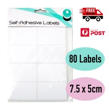 80 Self-adhesive Labels Stickers 75mm X 50mm White Blank School Office Note Tag Label price