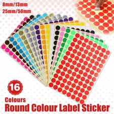 Round Colour Sticker Dots Self Adhesive Labels Assorted Reusable 8 13 25 50mm AU Label price