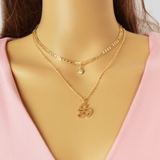 Double Layer Letter Pendant Gold Chain Necklace Personalized Elegance Style Gift Gold Necklace price