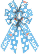Baby Shower Blue Dot Bows, Decorative Wreath Ornaments for Front Door Welcome Ho Baby Door Ornament price