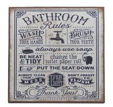 Bathroom Rules Funny Toilet Sign Shelf Sitter Wall Art Door Decor Print 5" x 5" Baby Door Ornament price
