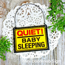 Quiet BABY Sleeping Door Hanger Tiny Sign Ornament Decor USA DECO Mini Gift Sign Baby Door Ornament price