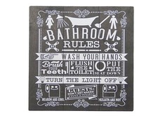 Bathroom Rules Funny Toilet Sign Shelf Sitter Wall Art Door Decor Print 5" x 5" Baby Door Ornament price