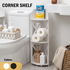3 Tier Bathroom Cabinet Toilet Roll Holder Corner Shelf Stand Organiser Rack AU Bathroom Cabinet / Furniture price