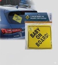 2 Pcs Baby on Board Car Sign Yellow Suction Cups Safety Plastic Pair Vehicle Baby on Board price