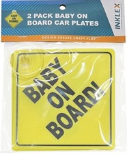 2 Pcs Baby on Board Car Sign Yellow Suction Cups Safety Plastic Pair Vehicle Baby on Board price