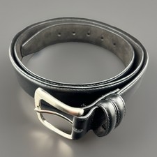 Michael's Clothing Men's Classic Black Leather Belt Silver Tone Buckle Size 50 Men's Leather Clothing price
