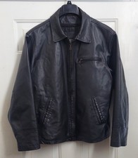 AUSTIN CLOTHING CO MEN'S BLACK LEATHER REMOVABLE LINING MID LENGTH JACKET SIZE M Men's Leather Clothing price