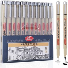 Micro Fineliner Drawing Art Pens: 12 Black Fine Line Waterproof Black,12pcs Technical Drawing and Graphic Pen price