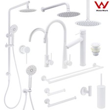 Matte White Kitchen Basin Mixer Hot Cold Tap Shower Head Arm Set Towel Rail Hook Towel & Dressing Gown Set price