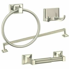 4 Piece Towel Bar Set Bath Accessories Bathroom Hardware Set Brushed Nickel Towel & Dressing Gown Set price