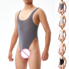 Mens Bodystocking  Stretchy Short Sleeve Slim Romper Jumpsuits  Glossy Bodysuit Men's Bodysuit price