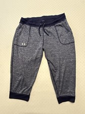 Under Armour Pants 3/4 Capri Joggers Drawstring Size M Polyester Grey mens Men's Capri Trousers price
