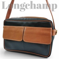 Longchamp Black Brown PVC Crossbody Bag Leather Trim Adjustable Strap Women's Women's Messenger Bag price