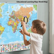 (LAMINATED) MAP OF THE WORLD POSTER GIANT SIZE 91X61cm FLAGS WALL PRINT TRAVEL Poster price