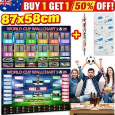 2PCS 2026 World Cup Football Wall Chart 87x58cm Foldable Schedule Poster Poster price