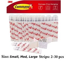 3M Command Picture Hanging Refill Strips Hooks Poster Small MEDIUM LARGE 2-30pc Poster price