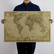 Large World Map Up To 104x69cm Retro Poster Vintage Style Wall Decor Picture Poster price