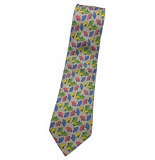 HERMÈS 7237 MA Men's Tie FRANCE LUXURY Ivory Green Blue Japanese Fan W:3.4" EUC Fan Tie price