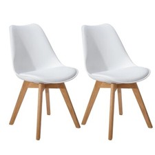DEJINBU 2x White Dining Chairs PU padded Seat Wood Legs For Home Cafe Office Cafe & Canteen Chair price